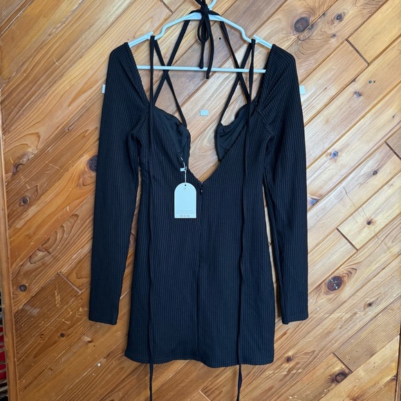 Outcast Black Strappy Mini Dress Size Medium - Picture 4 of 6